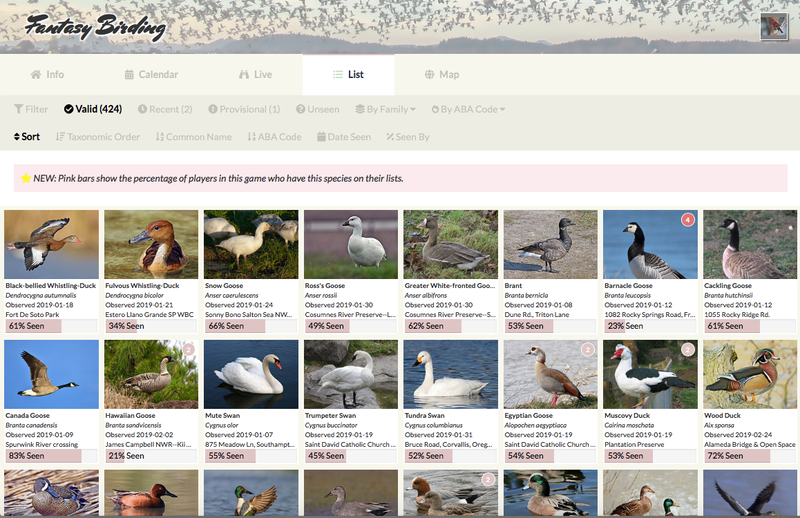 My bird list